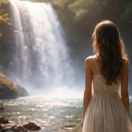 silhouette-feminine-cascade-eau-nature
