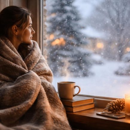 personne-couverture-fenetre-neige-thé