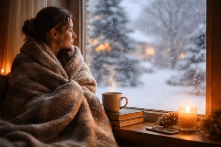 personne-couverture-fenetre-neige-thé