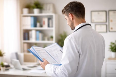 medecin-blouse-bureau-lumineux-etageres