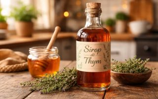 flacon-sirop-thym-table-rustique