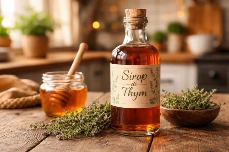flacon-sirop-thym-table-rustique